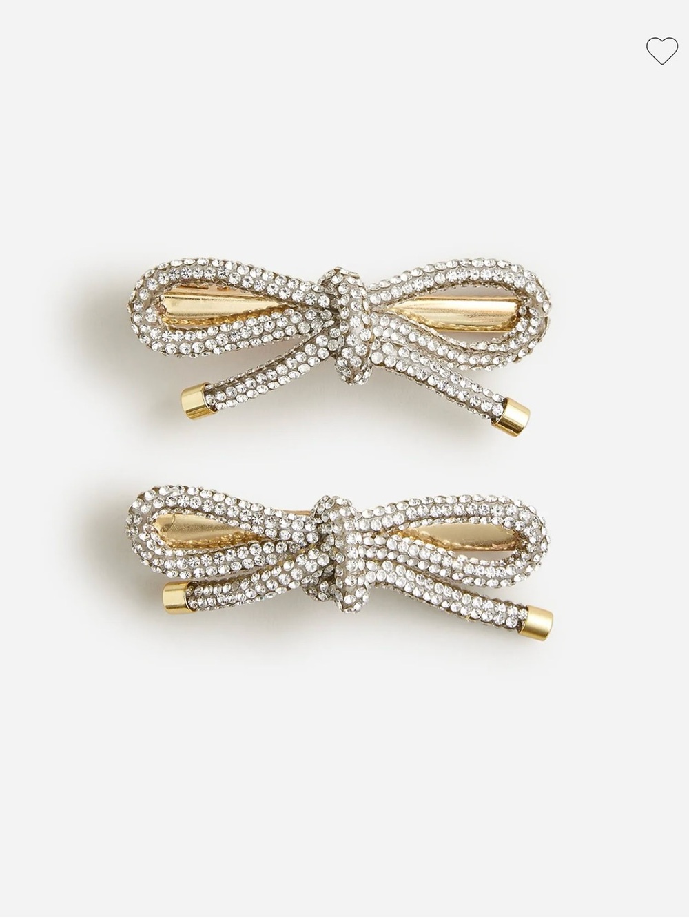 NWT J.Crew Crystal Bow Hair Clips Two-Pack Sparkly Set BV083